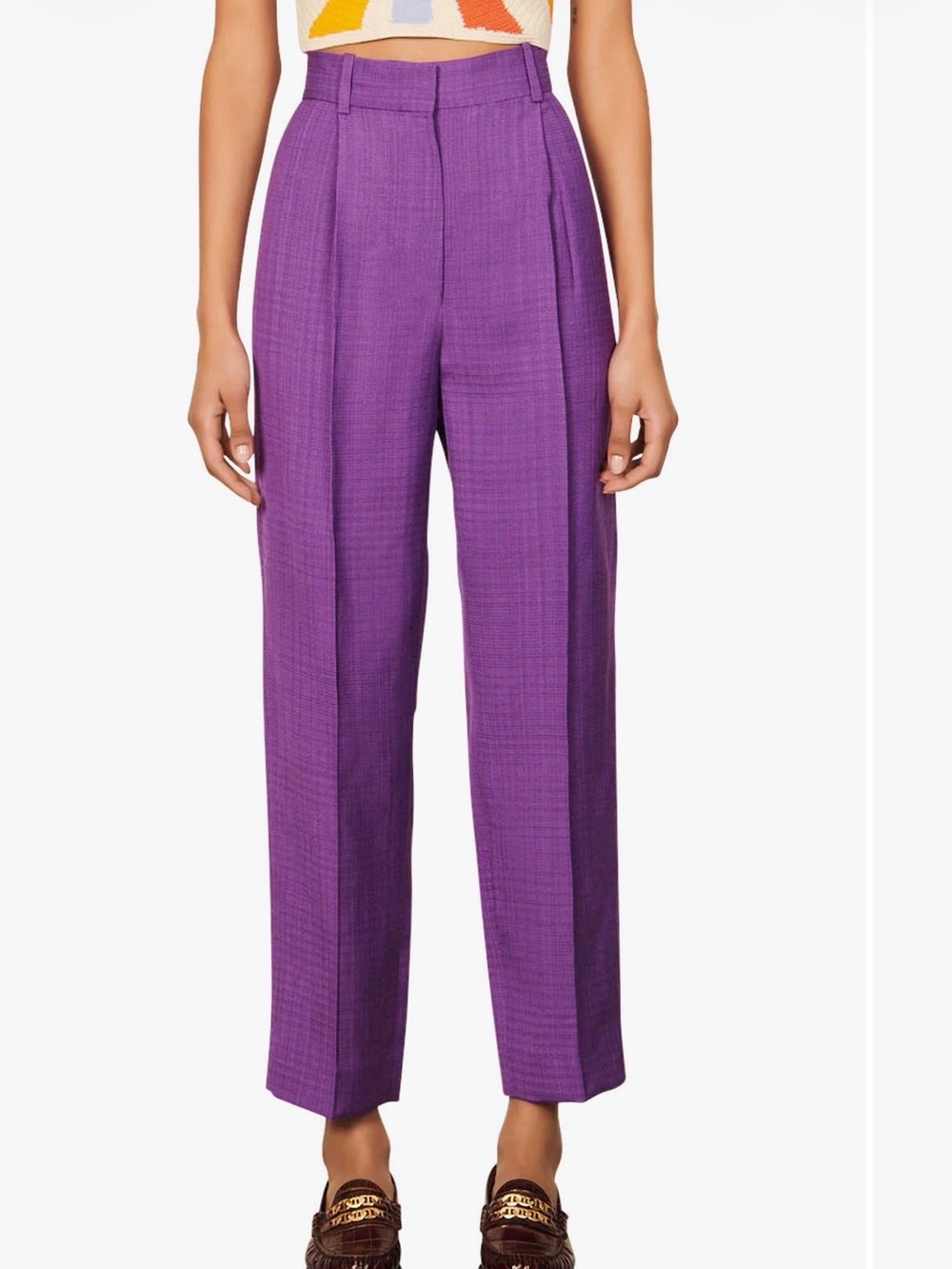 Sandro Purple High-Waist Straight-Leg Trousers